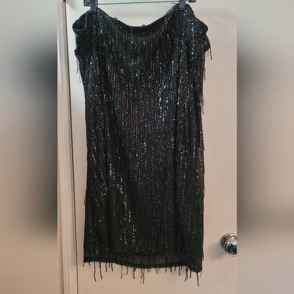 Wild Fable sequin fringe stretch lace strapless dress - Picture 7 of 16